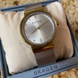 Skagen Ancher Women's Crystal Steel Mesh Watch